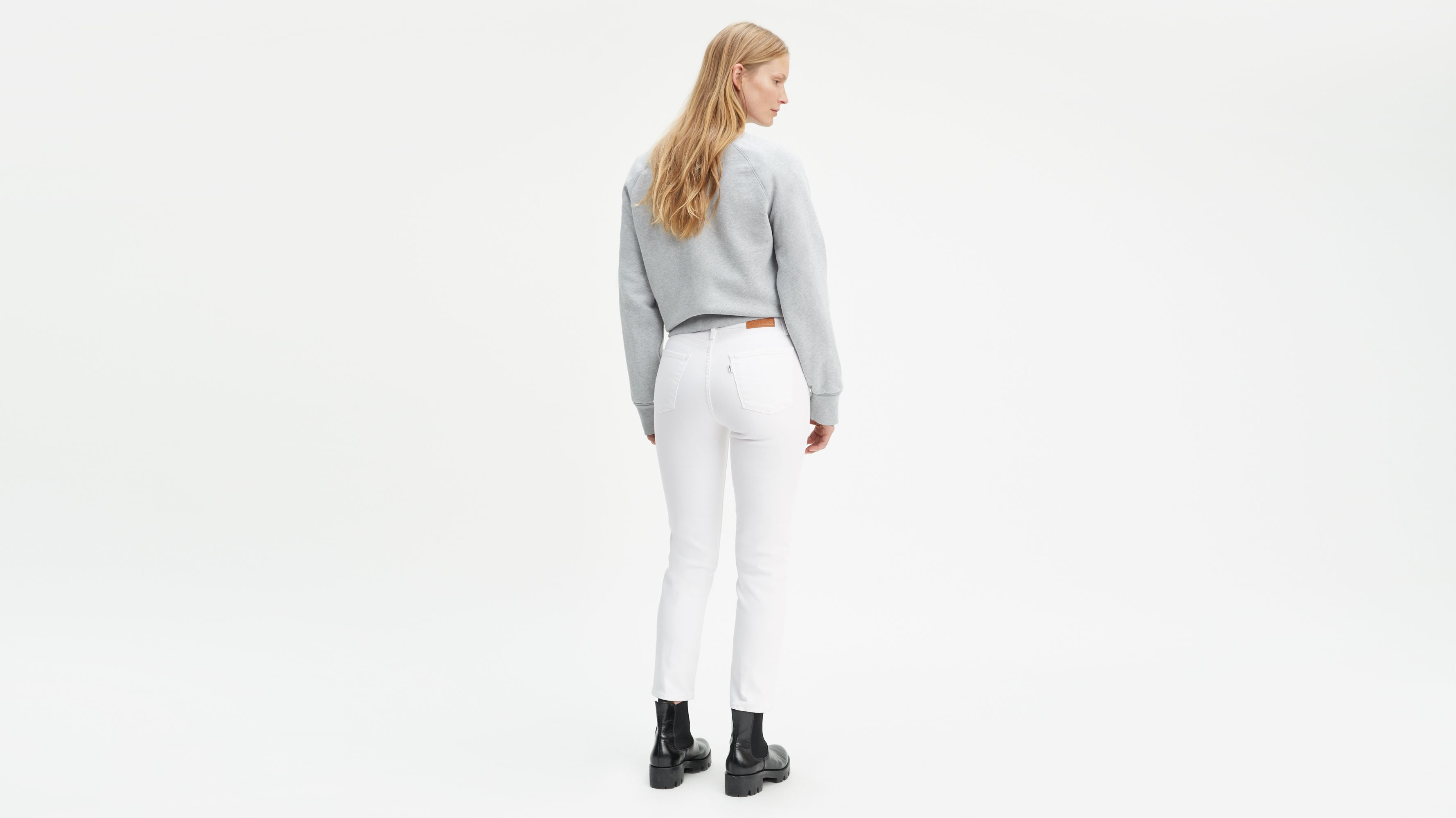 high waisted white levi jeans