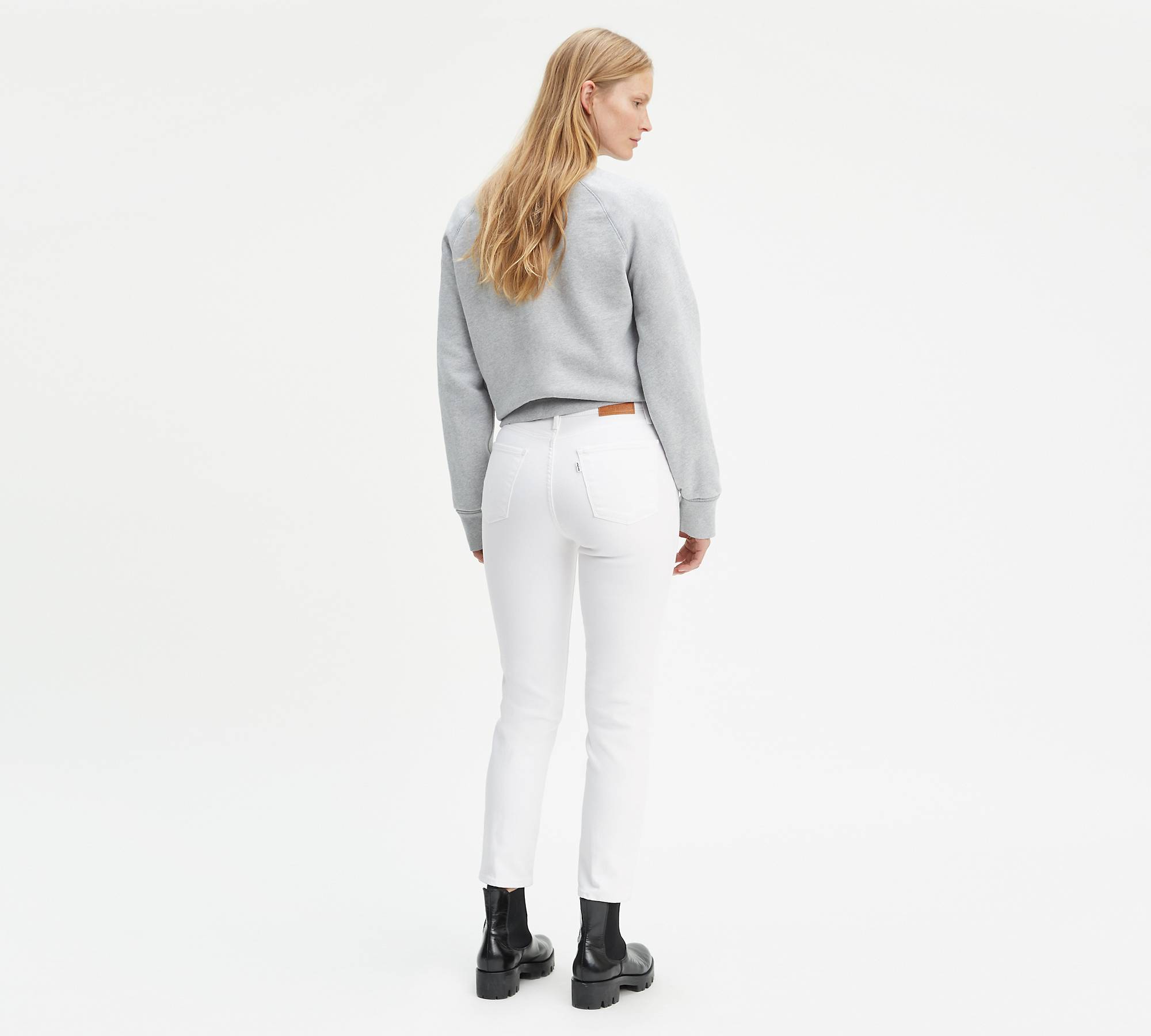 724 High Rise Slim Straight Crop Twill Women's Jeans - White | Levi's® US