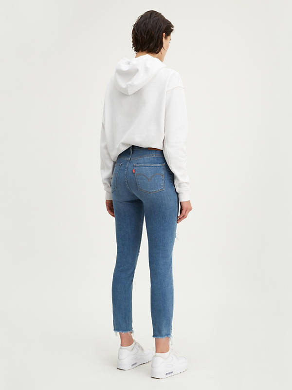 724 High Rise Slim Straight Crop Ripped Women's Jeans - Medium Wash ...
