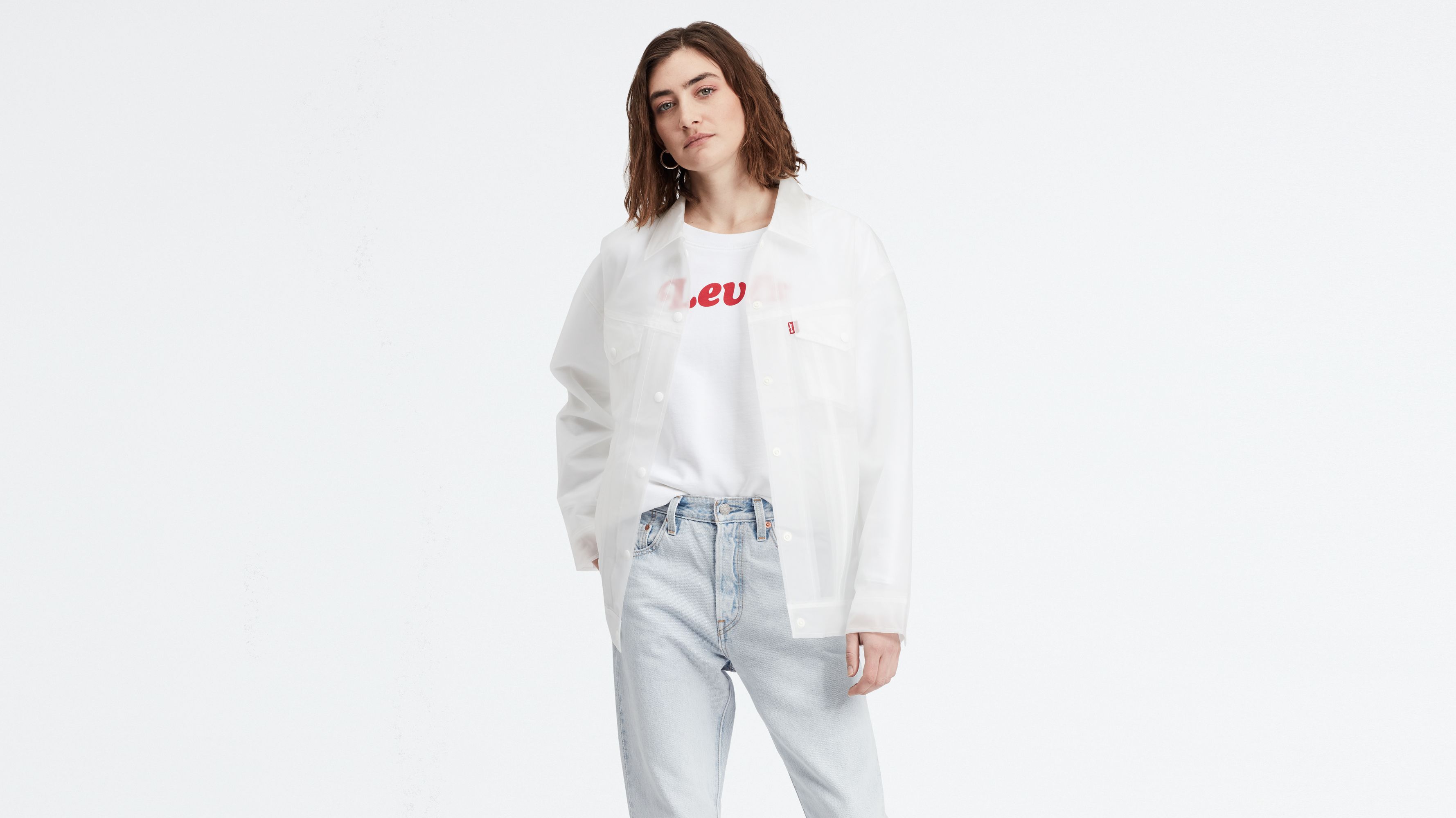 levi's clear baggy trucker jacket