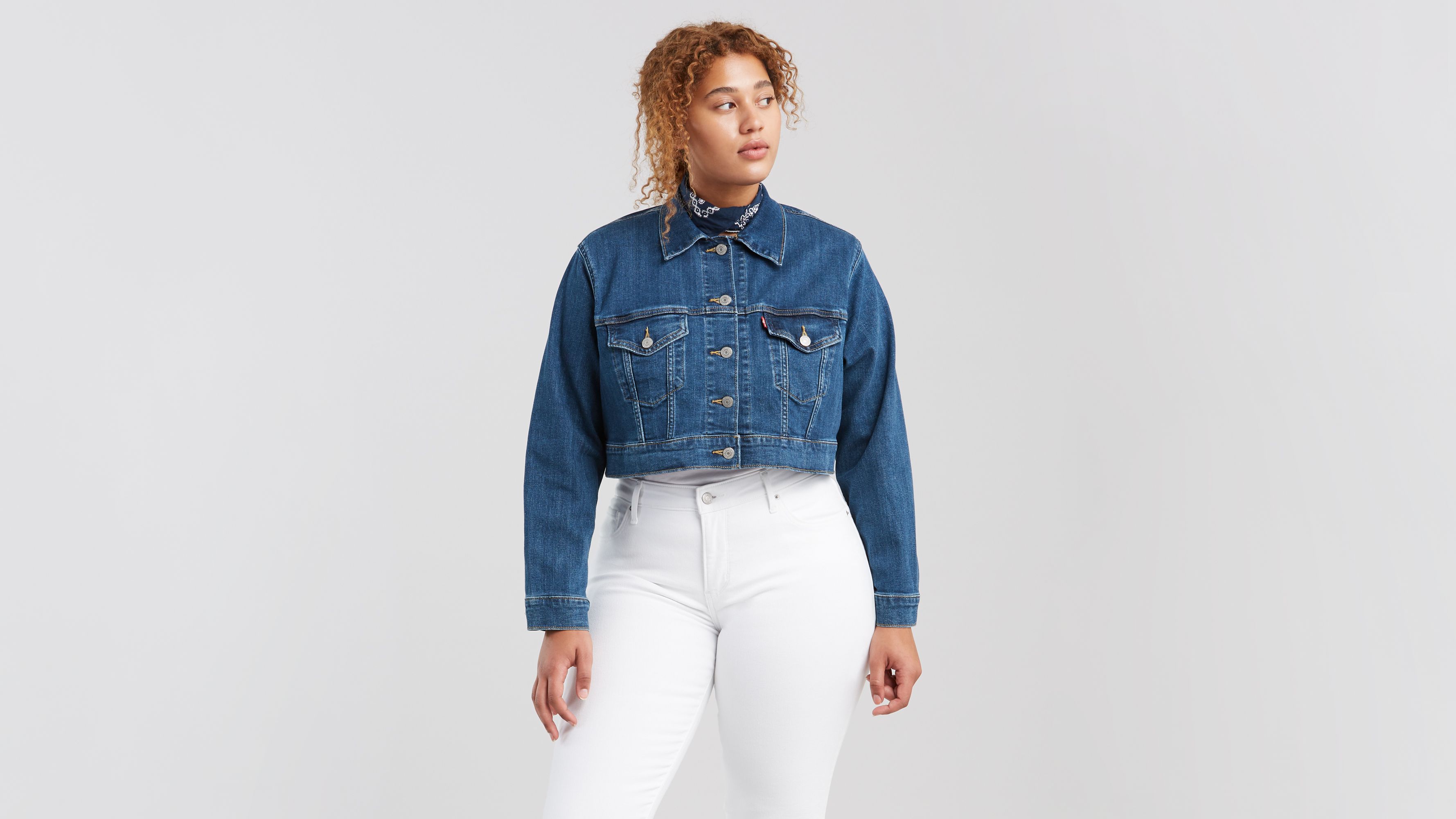 Long Sleeve Cropped Denim Jacket Blue Ripped Button Closure - Temu