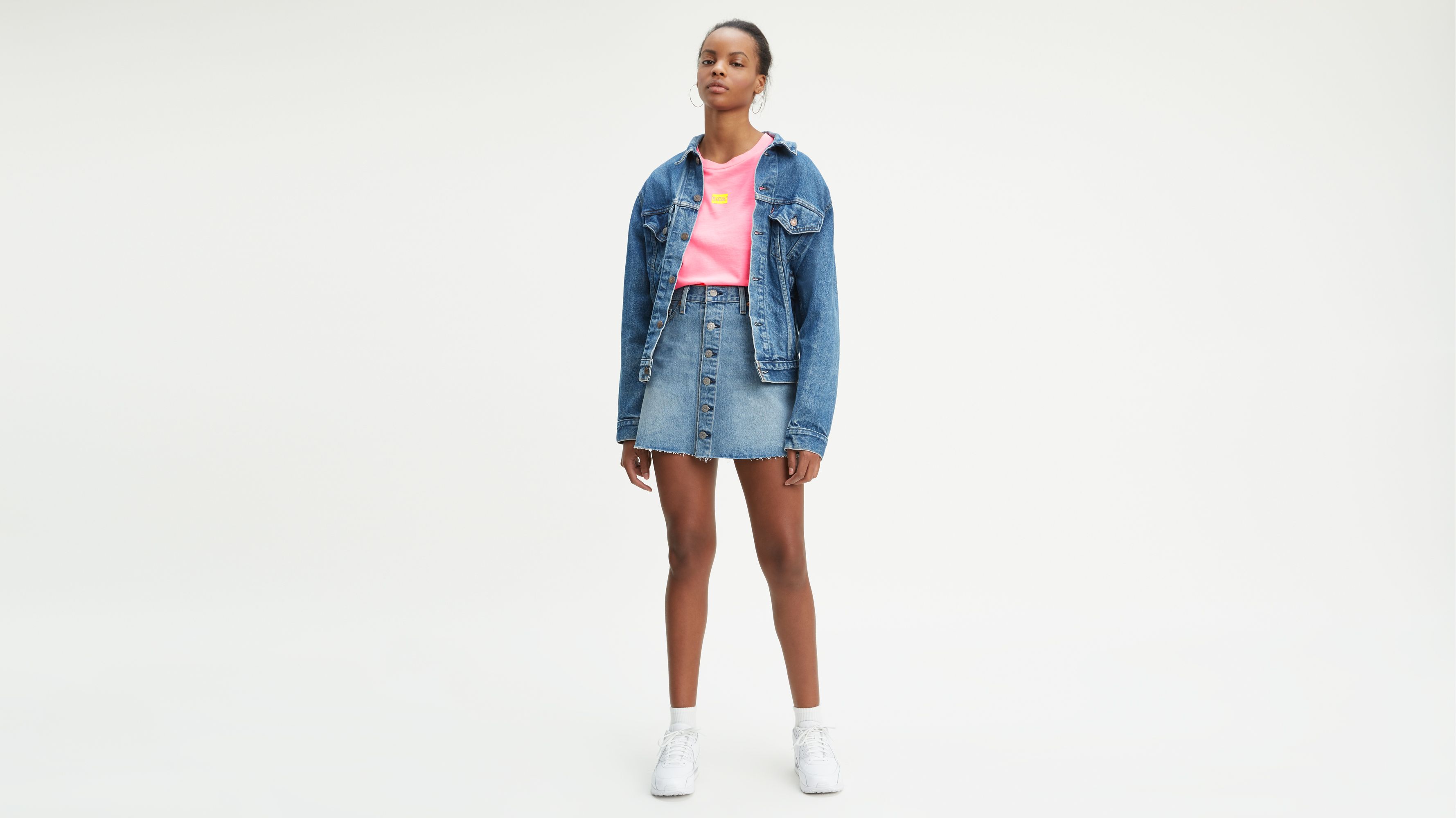 Levi's button discount front mini skirt