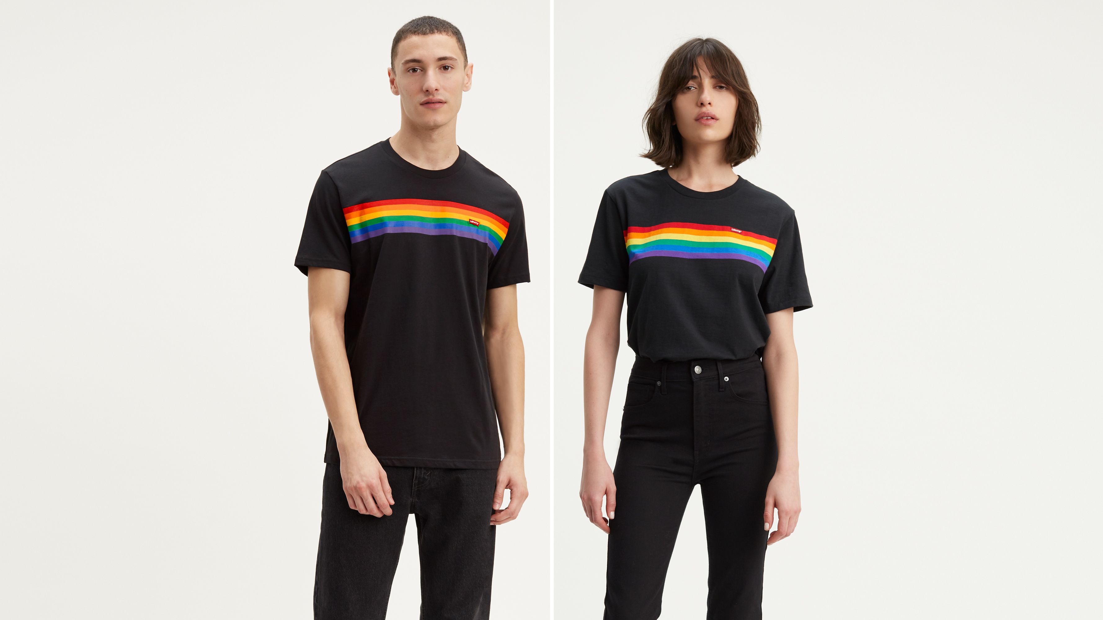 Pride Pieced Striped Tee Shirt - Black 