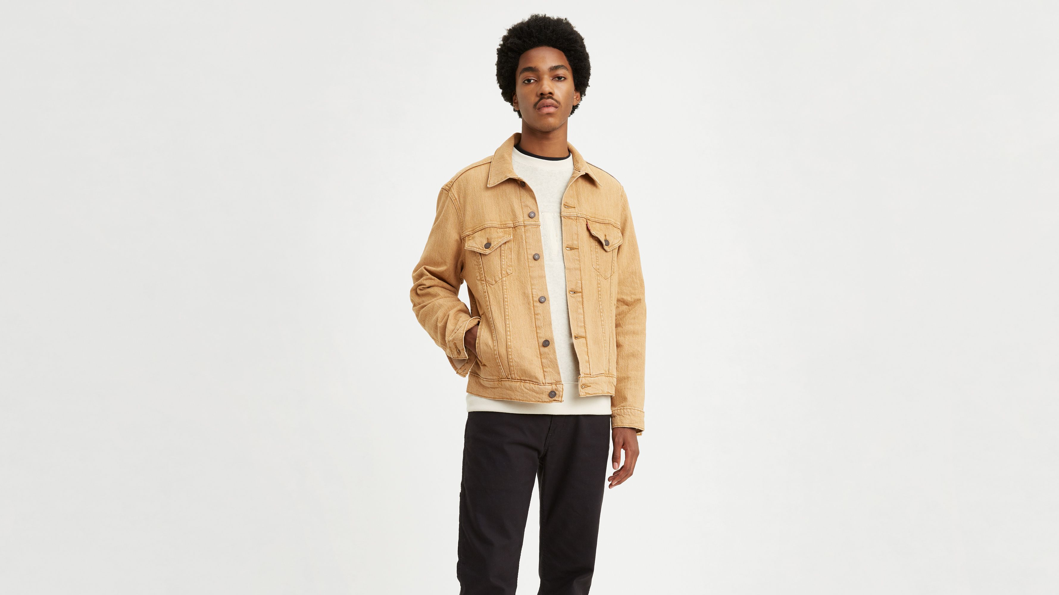 light brown trucker jacket