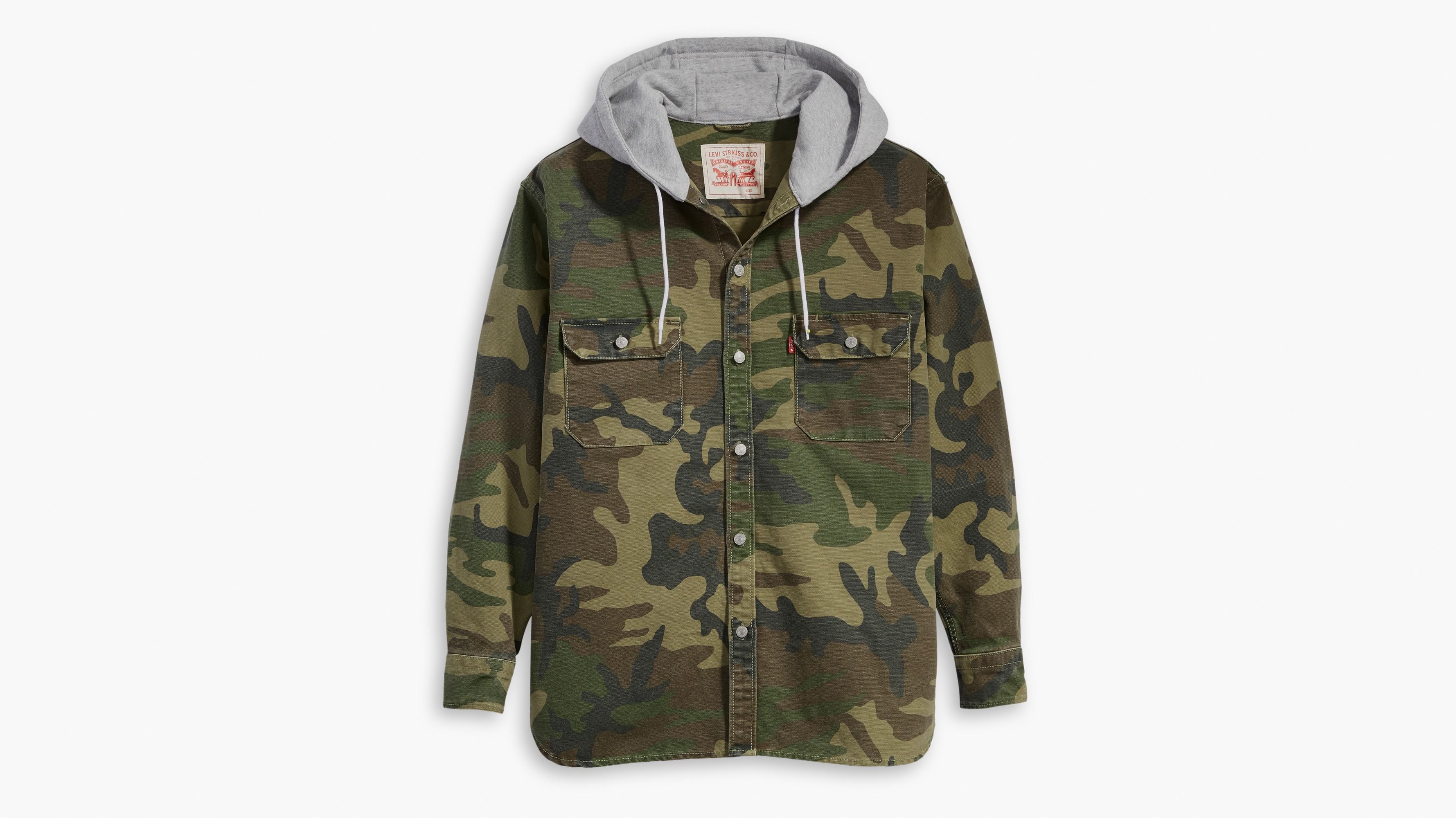 Levi's Men's Washed Cotton Hooded Military Jacket, Camouflage, 2X :  Amazon.co.uk: Fashion