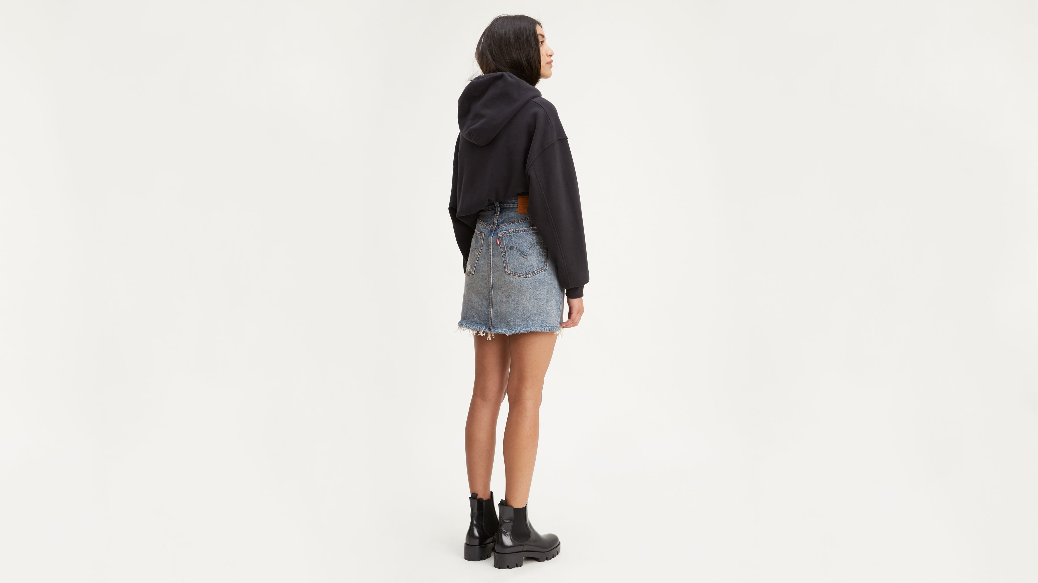 High Rise Deconstructed Button Fly Skirt 2