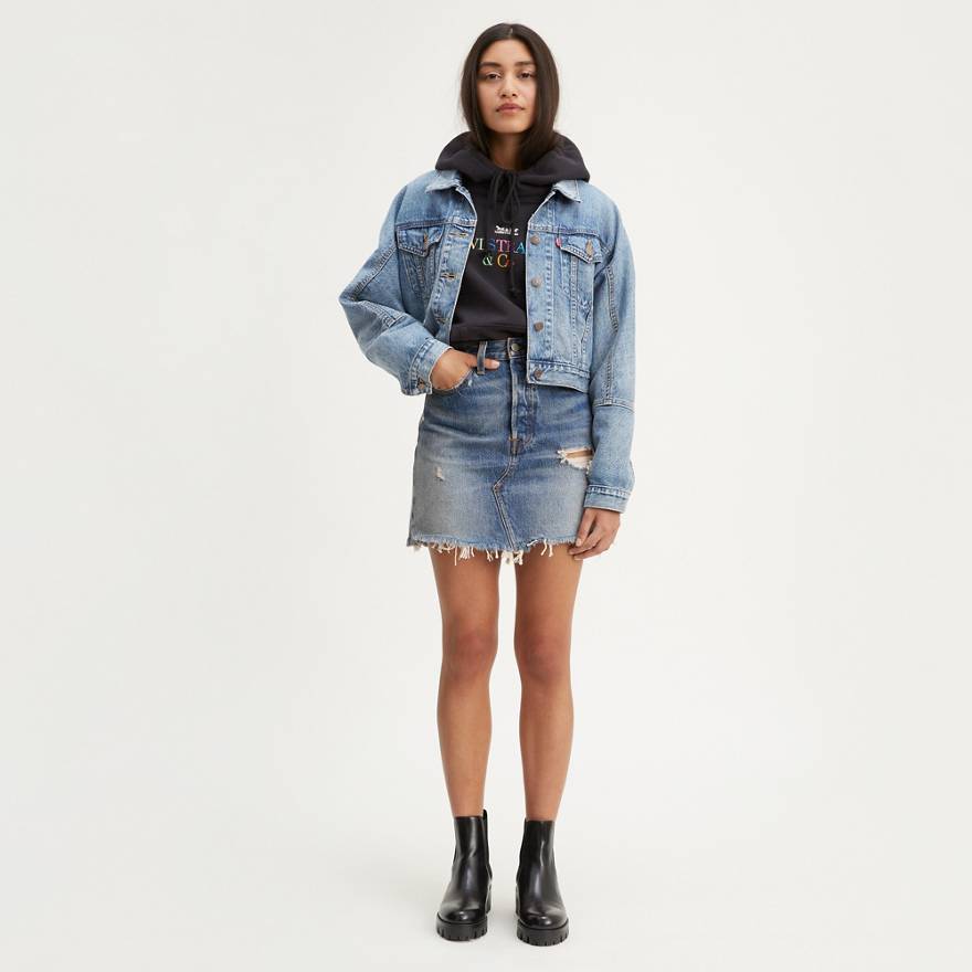 High Rise Deconstructed Button Fly Skirt 1