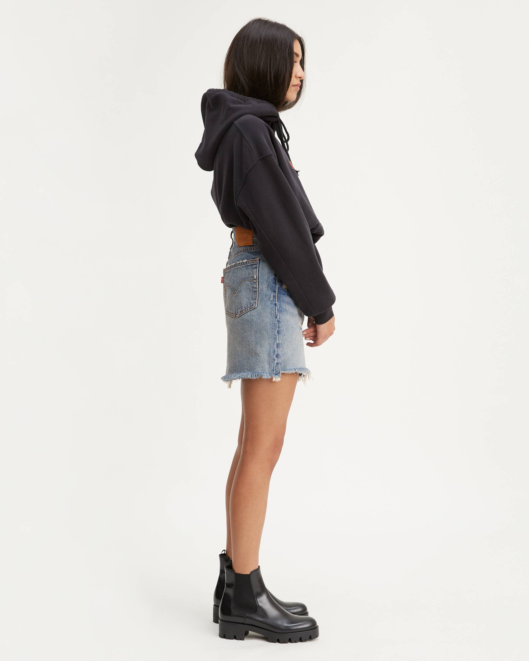 High Rise Deconstructed Button Fly Skirt 3