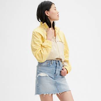 High Waisted Denim Skirt with Button Fly 4
