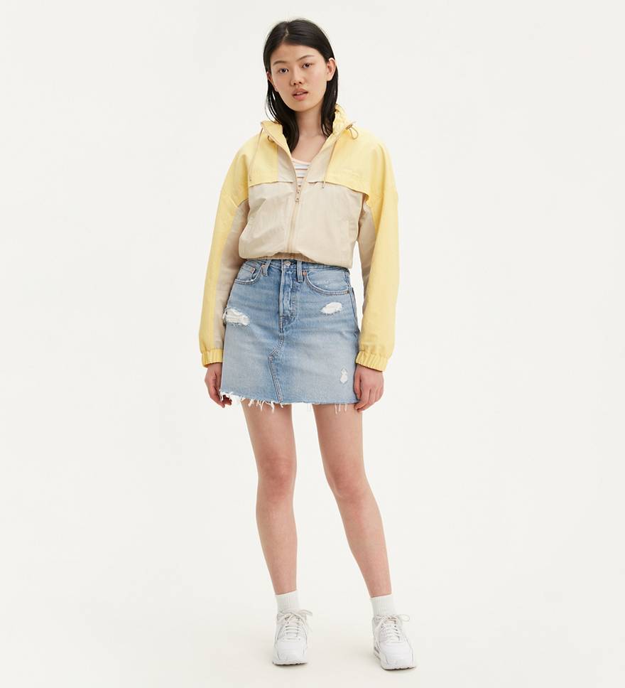 High Waisted Denim Skirt with Button Fly 1