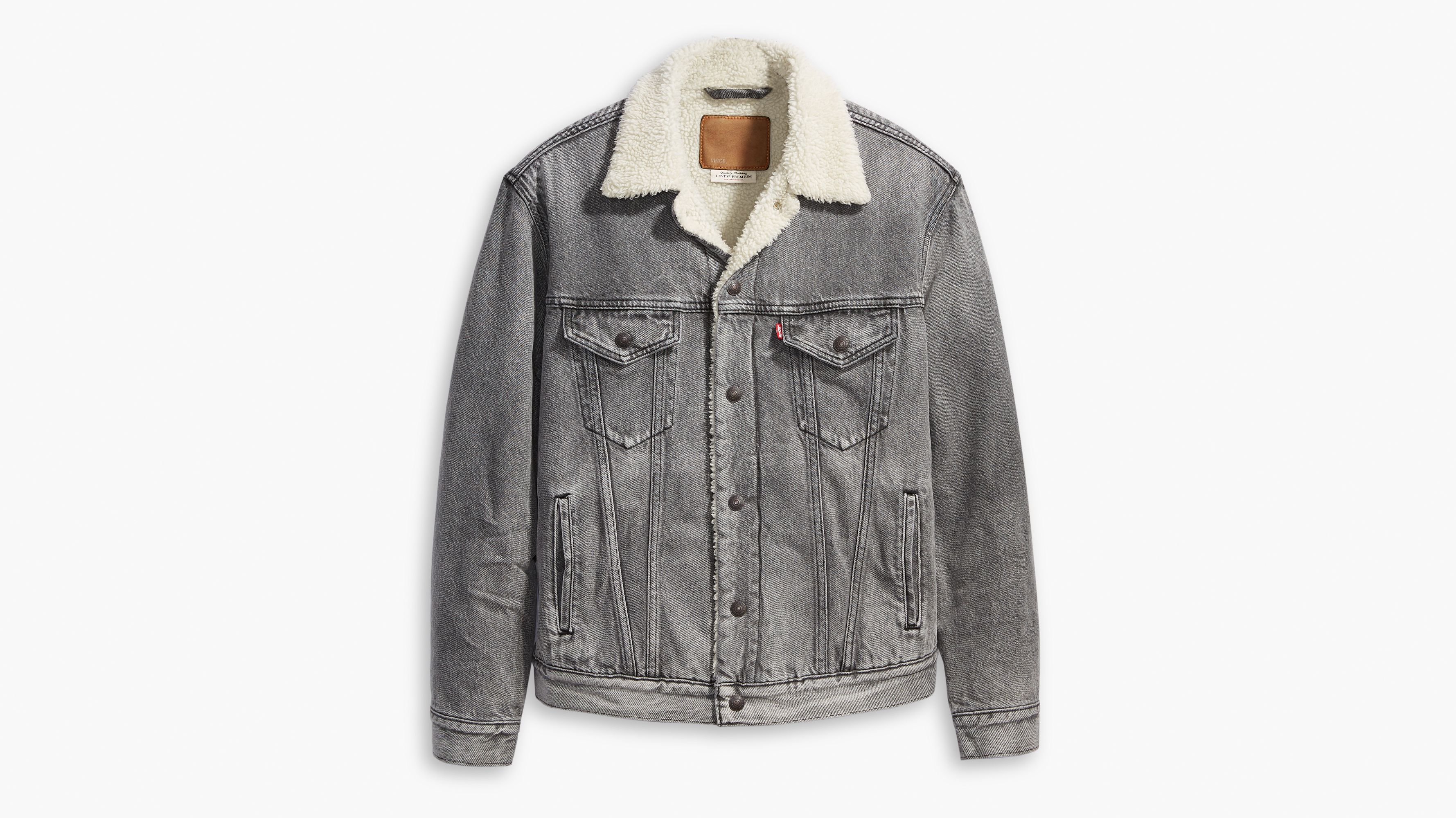 grey denim sherpa jacket