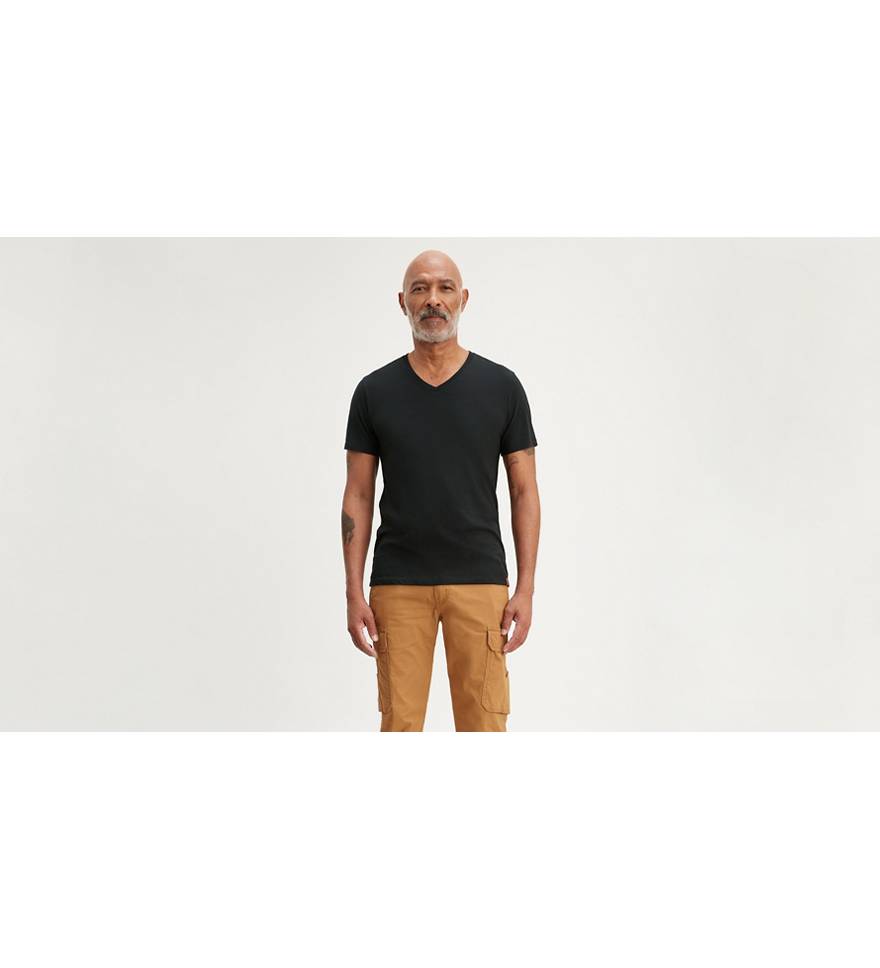 Fit V-neck Tee Shirt - Black | US