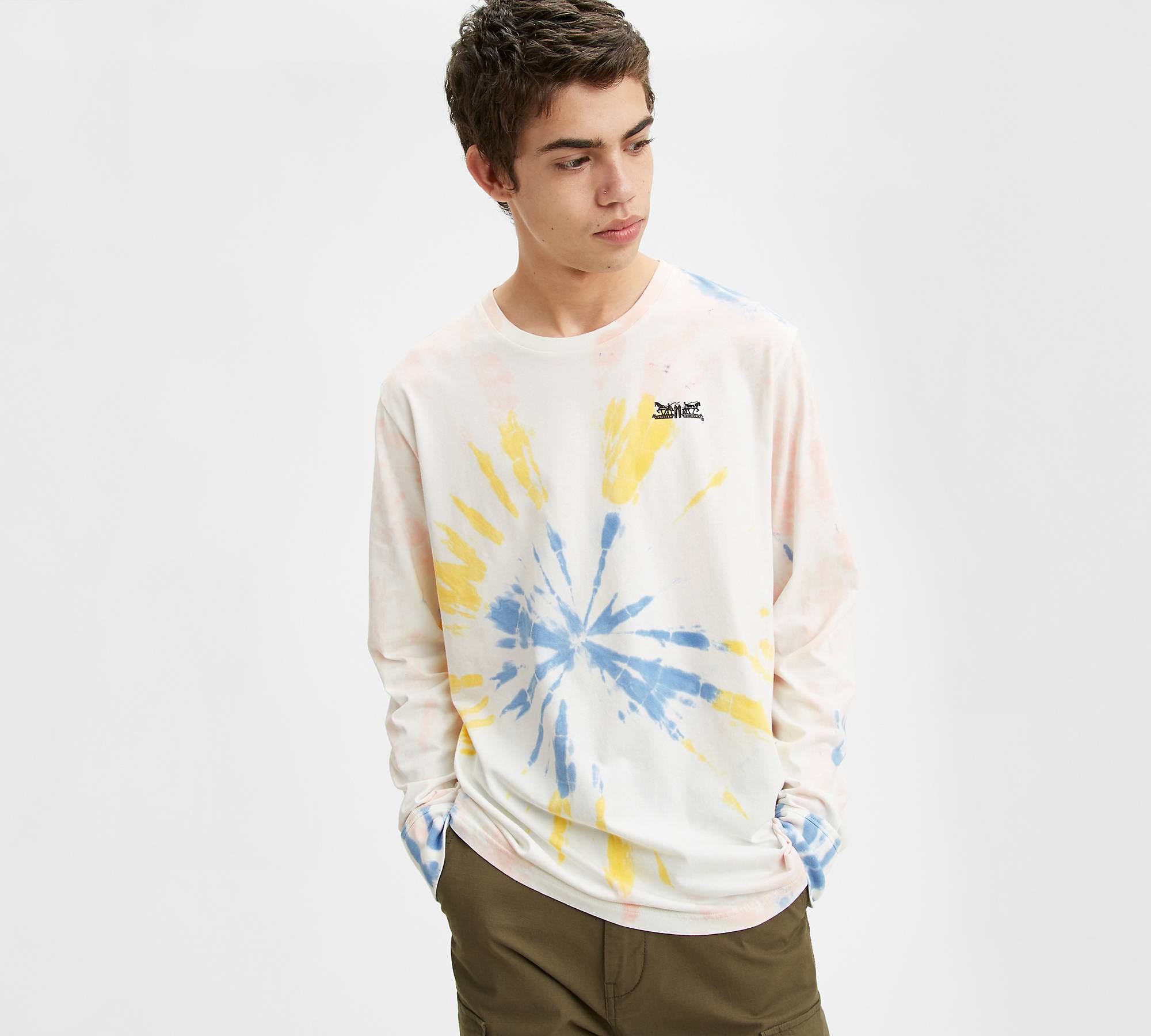 Long Sleeve Two Horse Graphic Tie Dye Tee Shirt - White | Levi's® CA