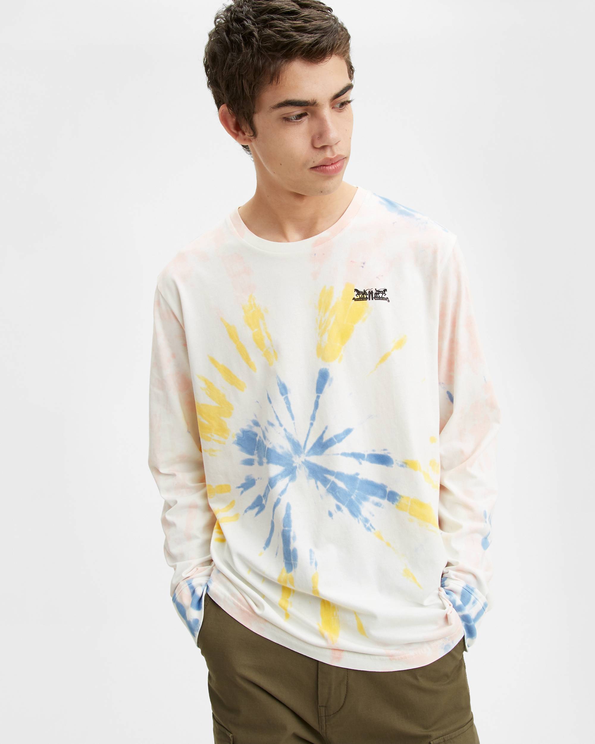 Long Sleeve Two Horse Graphic Tie Dye Tee Shirt 1