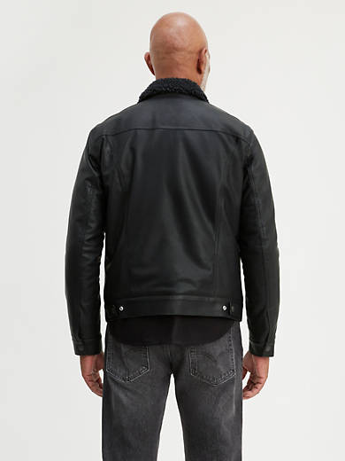 Faux Leather Sherpa Trucker Jacket Black Levi's® US, 41% OFF