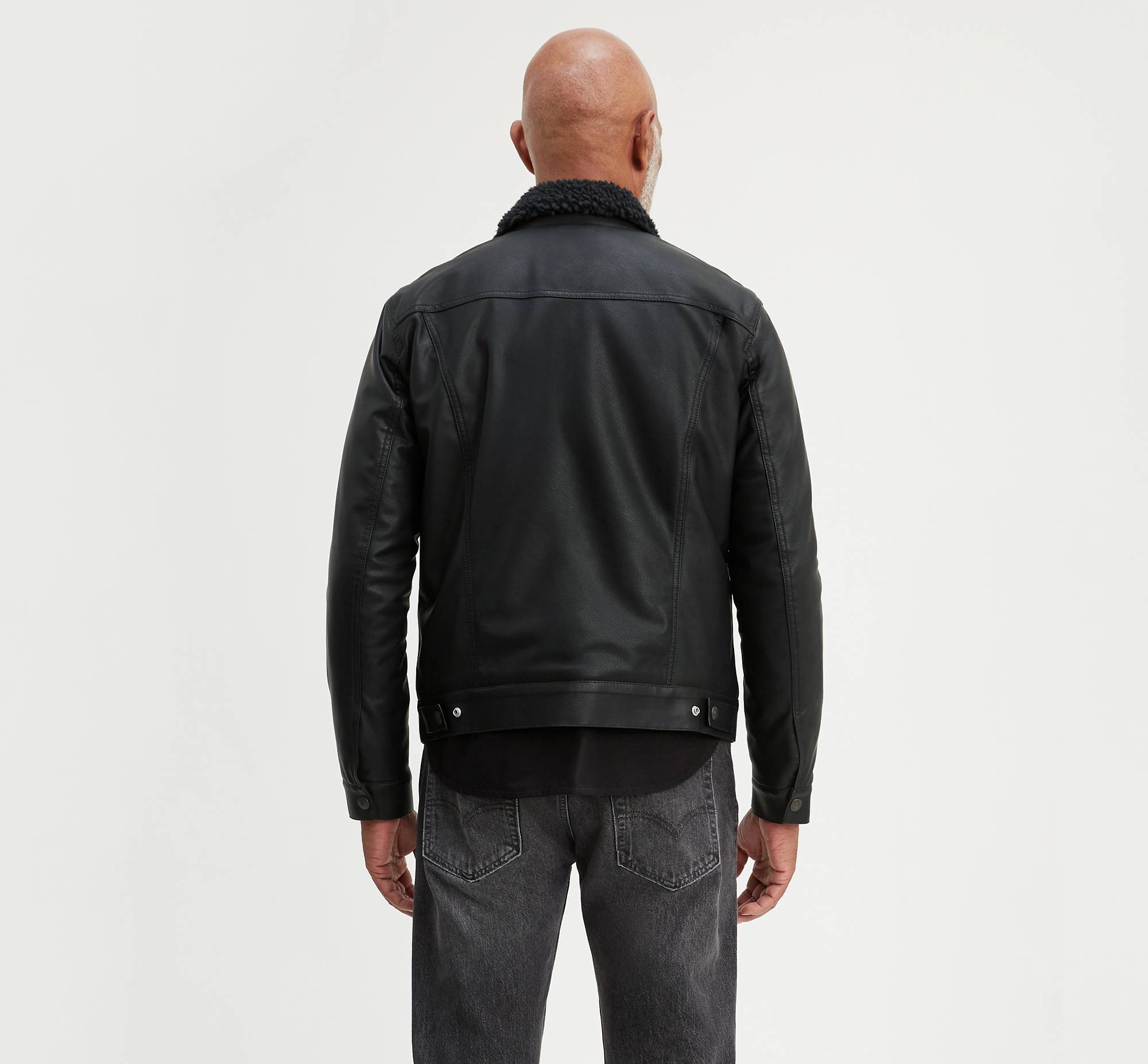 Faux Leather Sherpa Trucker Jacket - Black | Levi's® US