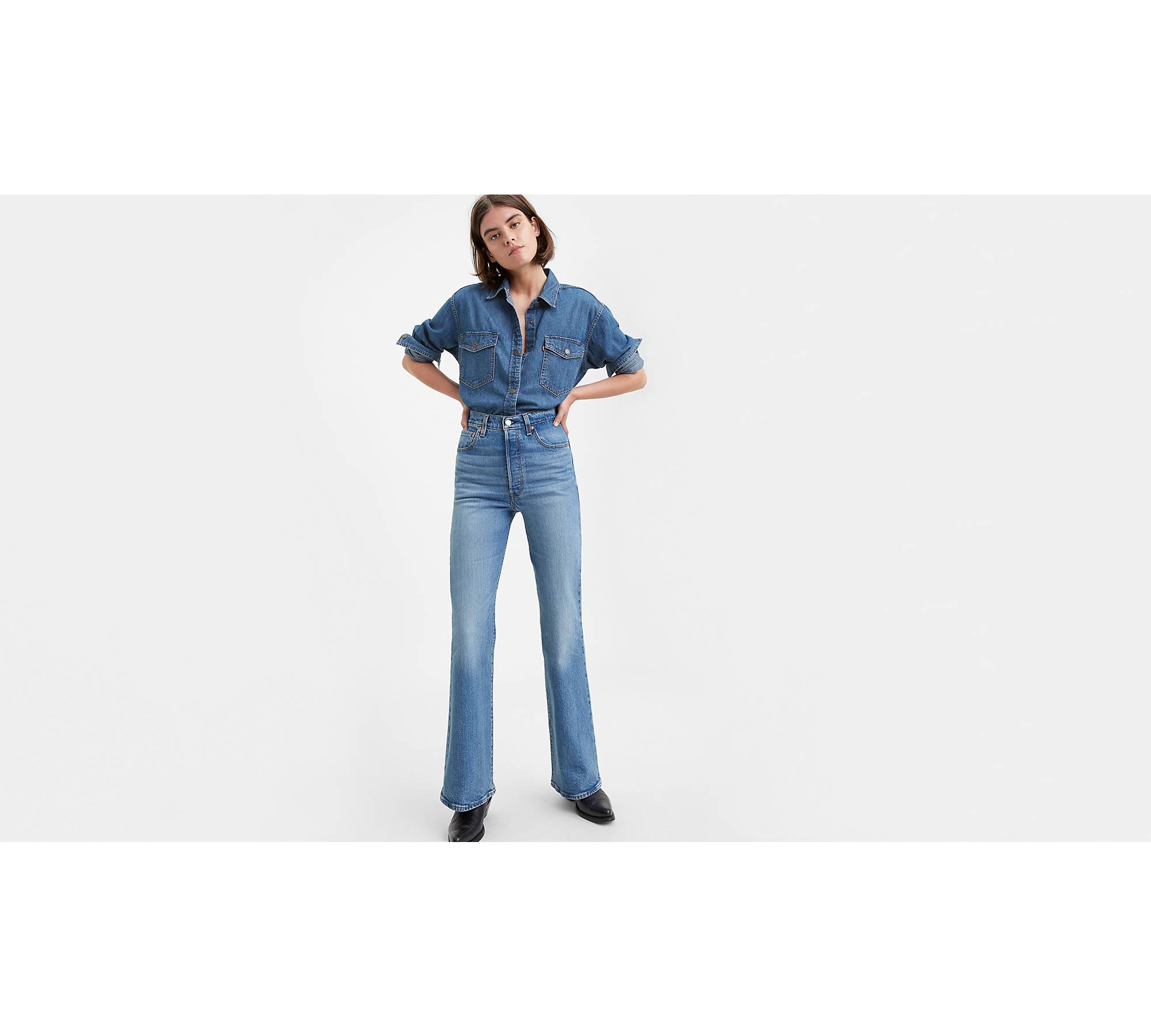 Ribcage Full Length Flare Women's Jeans - Medium Wash