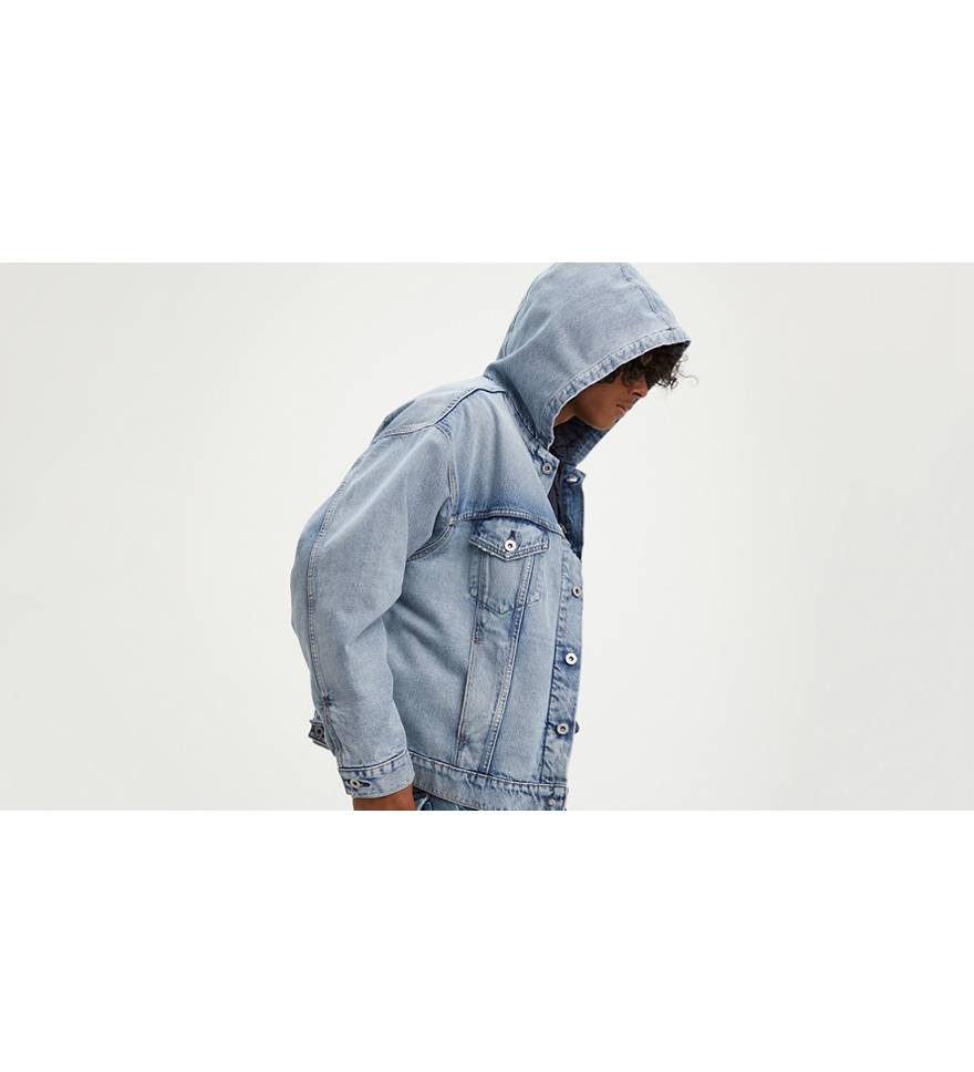 Hooded Denim Jacket - Denim blue/gray - Men