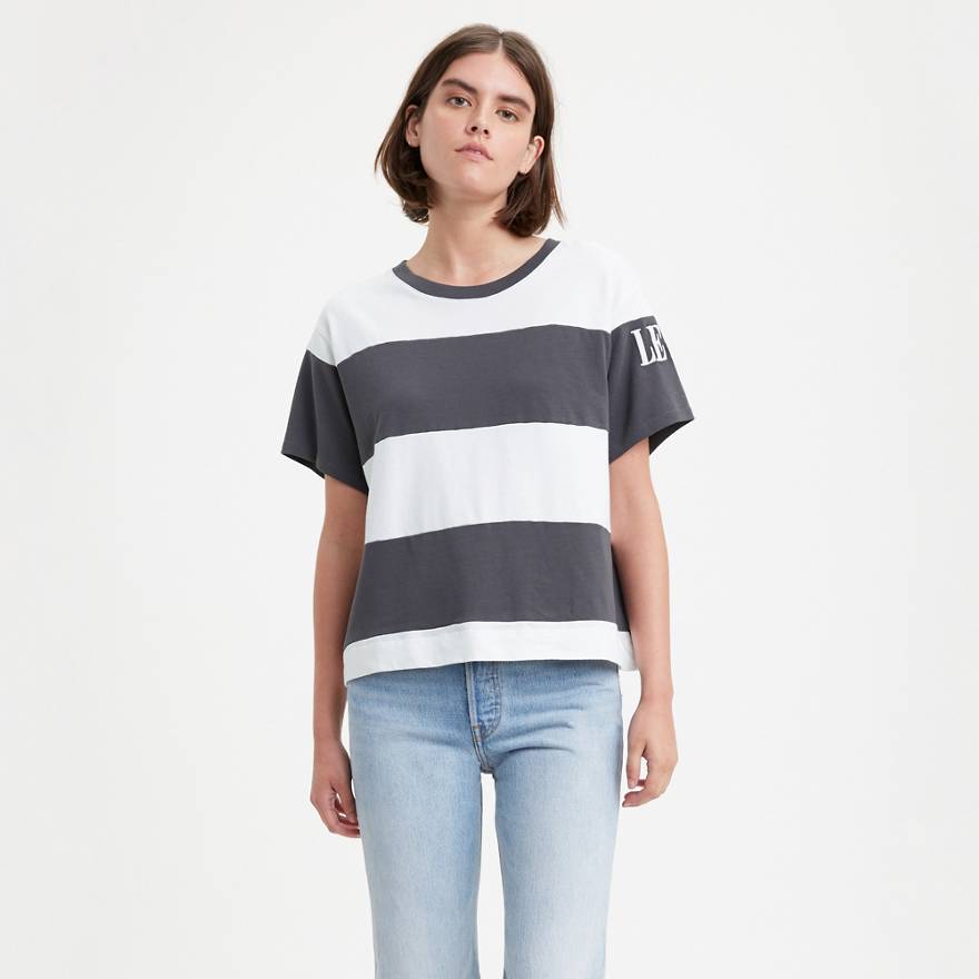 Graphic Colorblock Boxy Tee Shirt 1