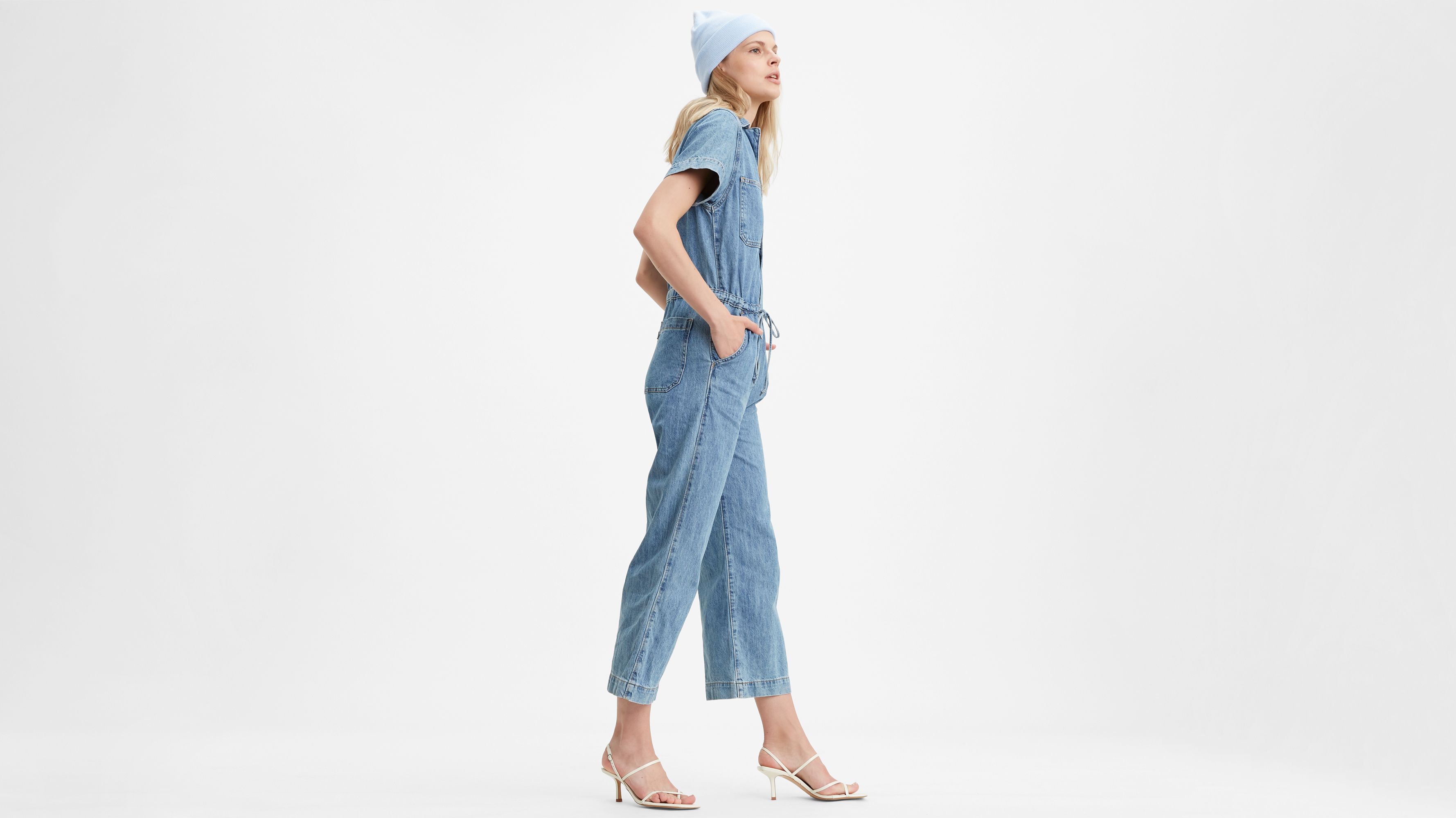 cotton slim printed wide leg jumpsuit