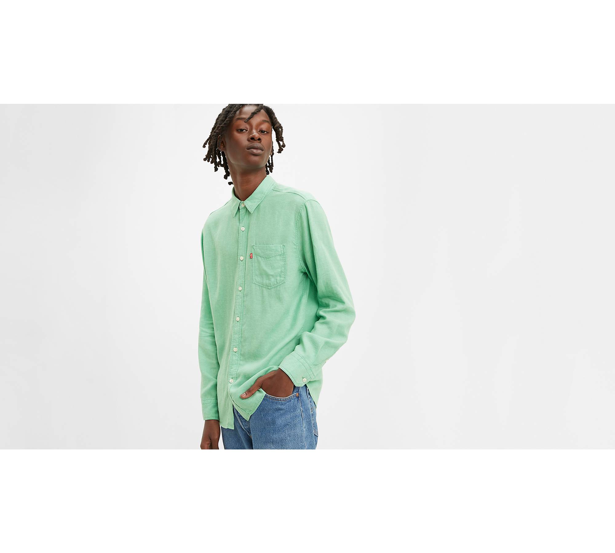 Levi's Short Sleeve Sunset One Pocket Shirt - Men's - Green Garment Dye L