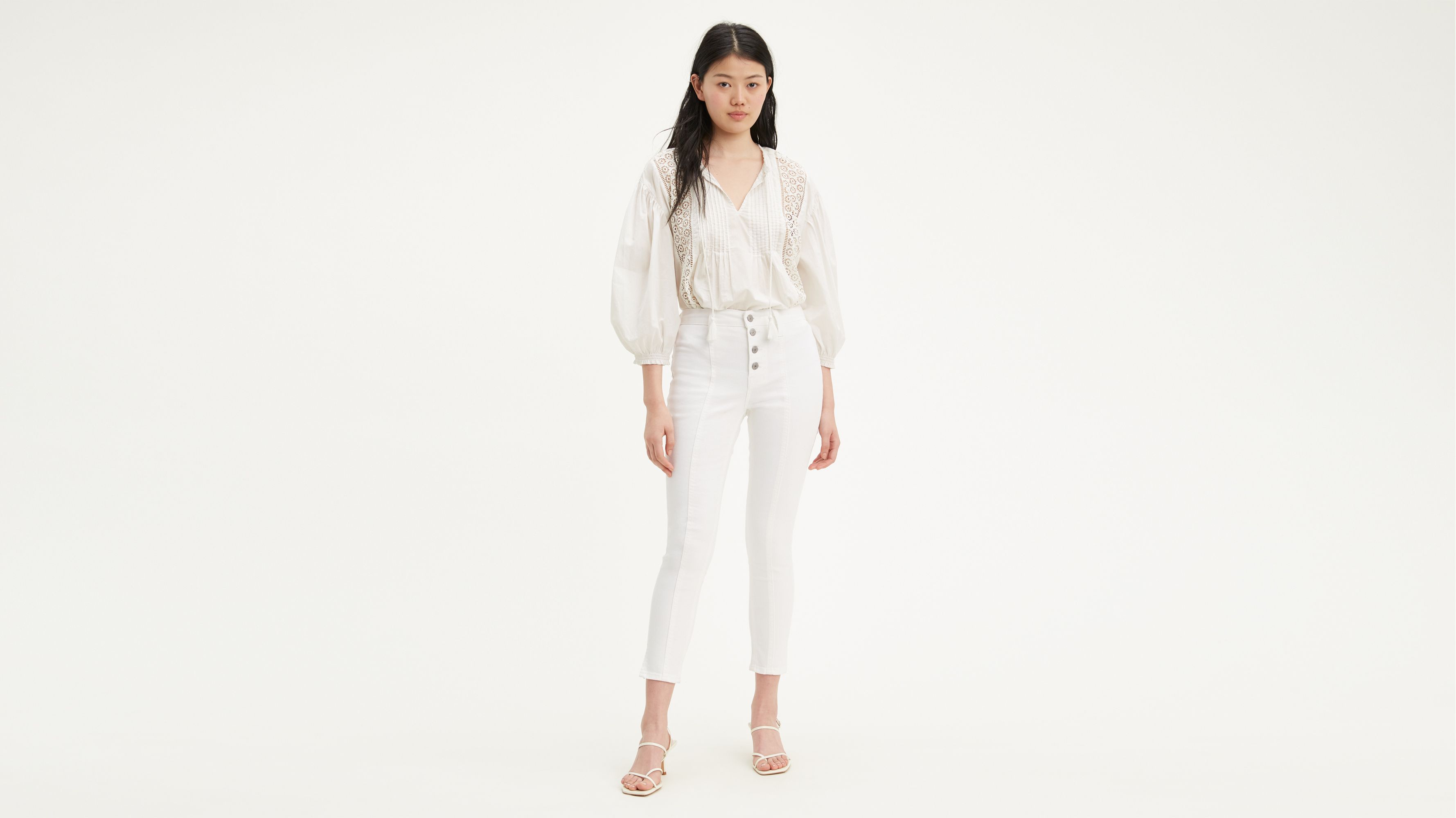 high waisted white levis