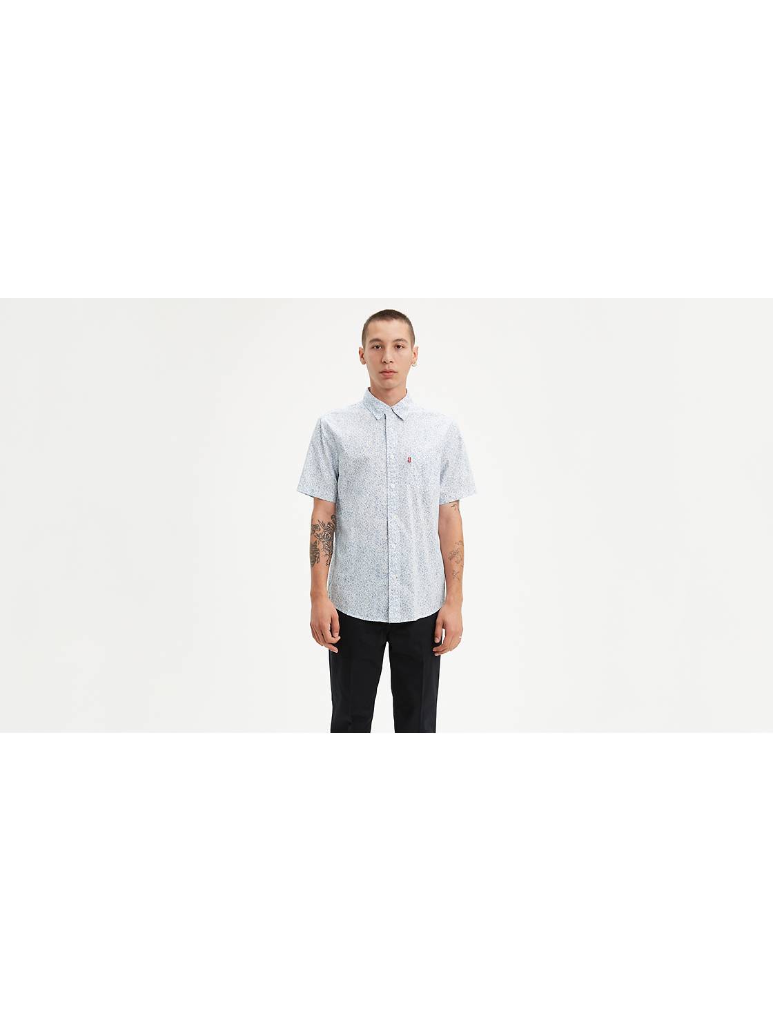 BLU - Short Sleeve Sport Shirt - 100% Cotton - Shaped Fit - B2142085  Clearance